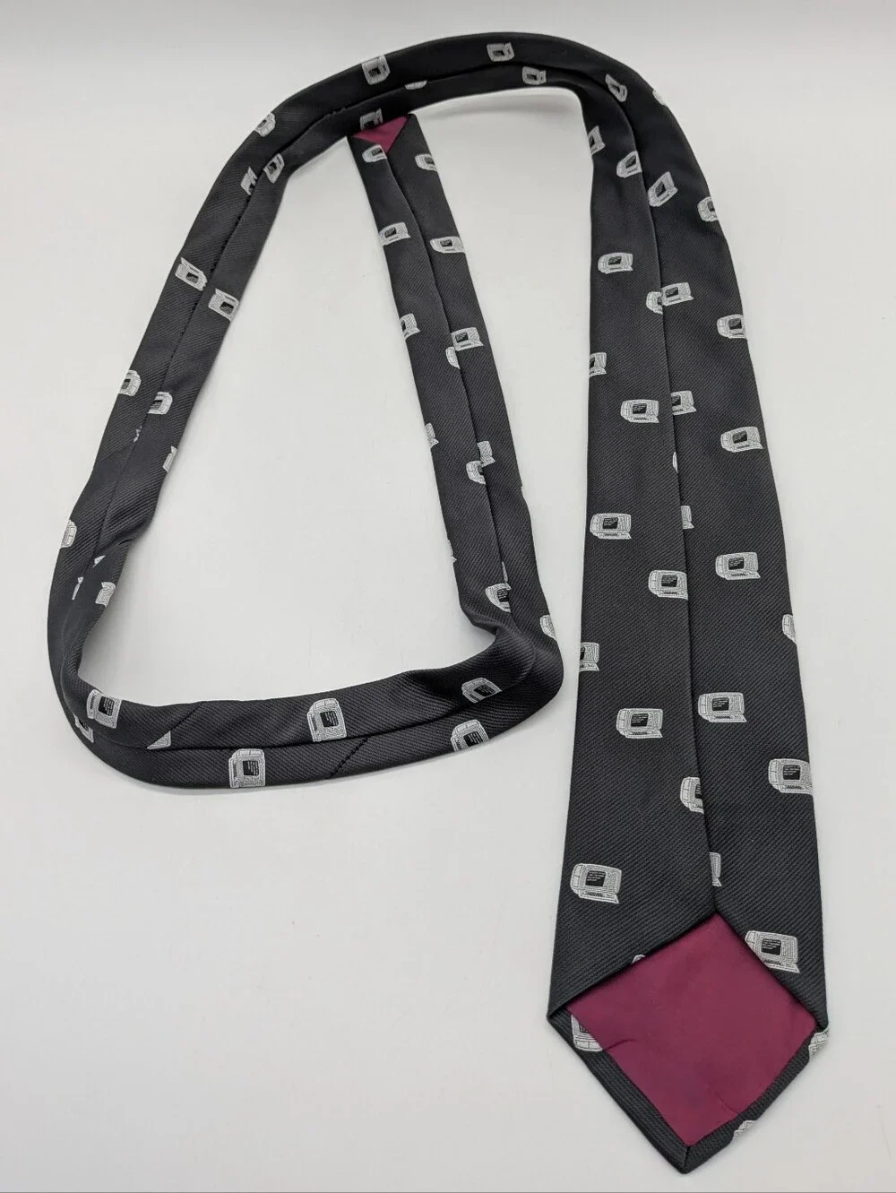 Grey White Vintage PC Computer Novelty Tie